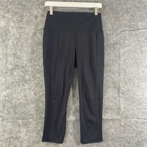 Spyder Womens Leggings Medium Black High Rise Cropped Capri Pockets
